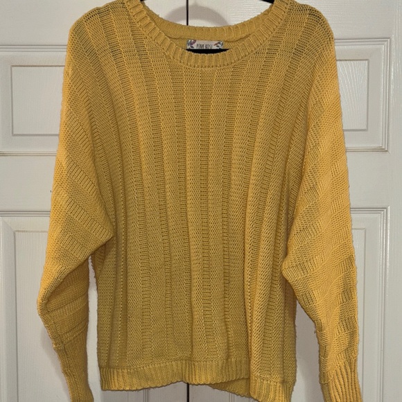 Pink Rose Yellow Knit Sweater XL - Picture 1 of 5